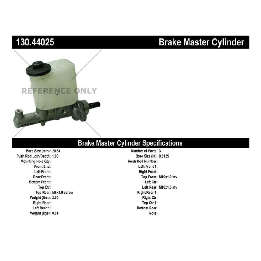 CENTRIC PARTS 130.44025 Centric Premium Brake Master Cylinder
