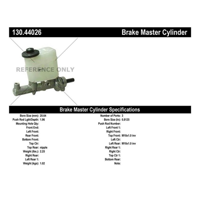 CENTRIC PARTS 130.44026 Centric Premium Brake Master Cylinder