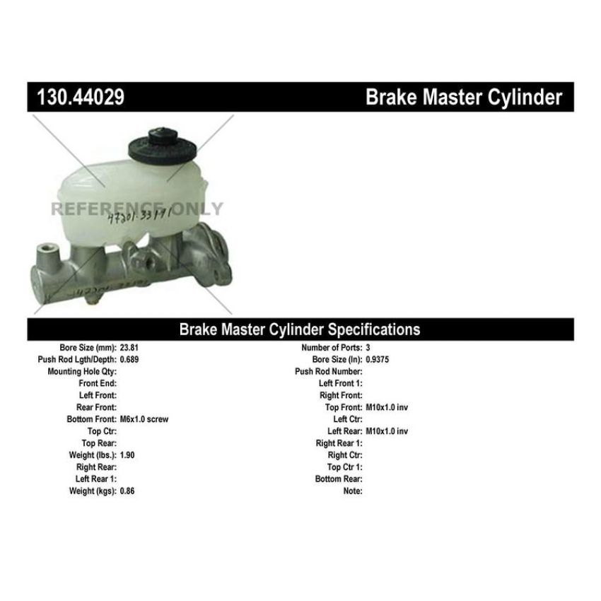CENTRIC PARTS 130.44029 Centric Premium Brake Master Cylinder