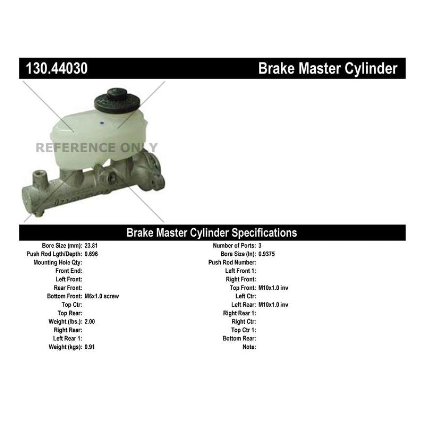 CENTRIC PARTS 130.44030 Centric Premium Brake Master Cylinder