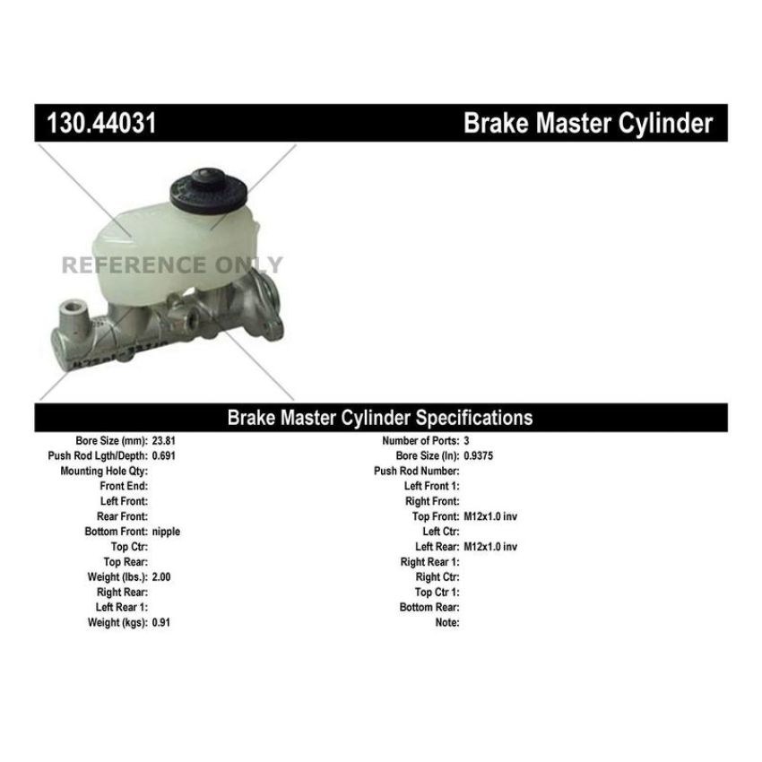 CENTRIC PARTS 130.44031 Centric Premium Brake Master Cylinder