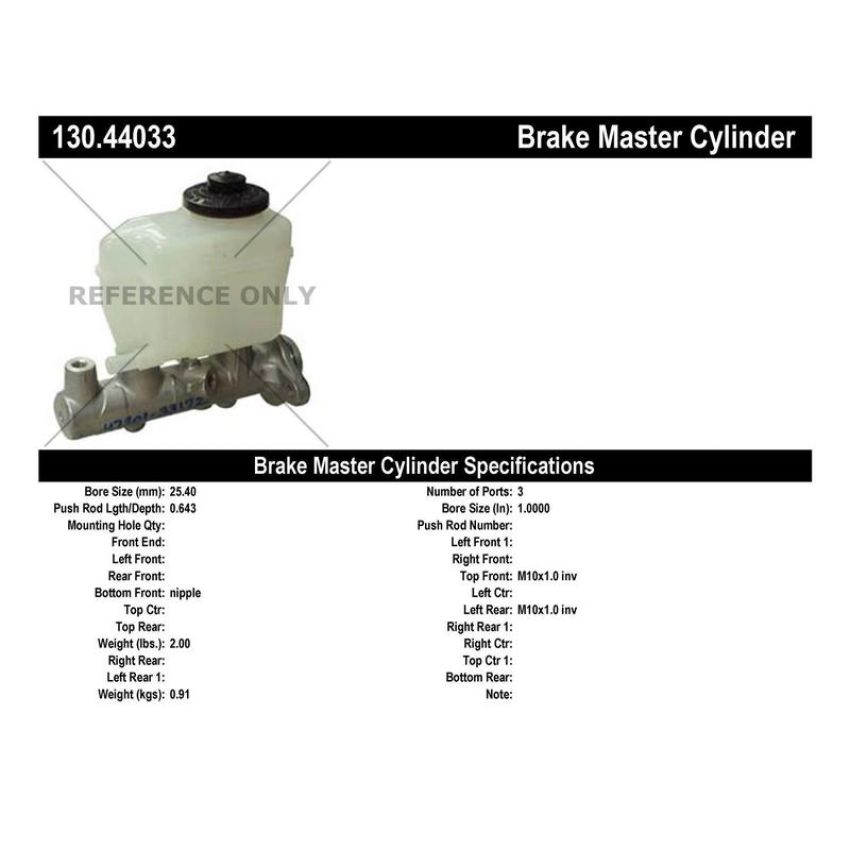 CENTRIC PARTS 130.44033 Centric Premium Brake Master Cylinder