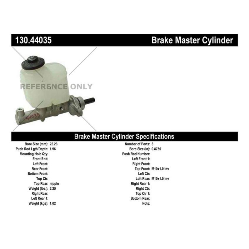 CENTRIC PARTS 130.44035 Centric Premium Brake Master Cylinder