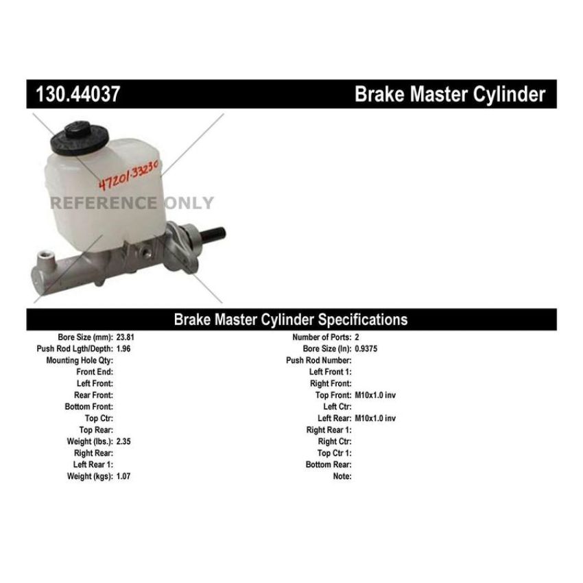CENTRIC PARTS 130.44037 Centric Premium Brake Master Cylinder