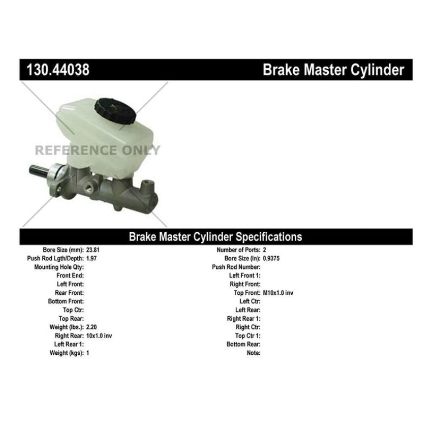 CENTRIC PARTS 130.44038 Centric Premium Brake Master Cylinder