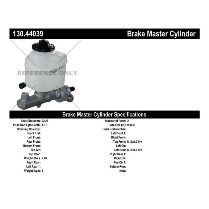CENTRIC PARTS 130.44039 Centric Premium Brake Master Cylinder