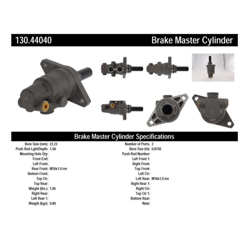 CENTRIC PARTS 130.44040 Centric Premium Brake Master Cylinder