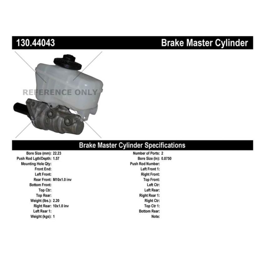 CENTRIC PARTS 130.44043 Centric Premium Brake Master Cylinder