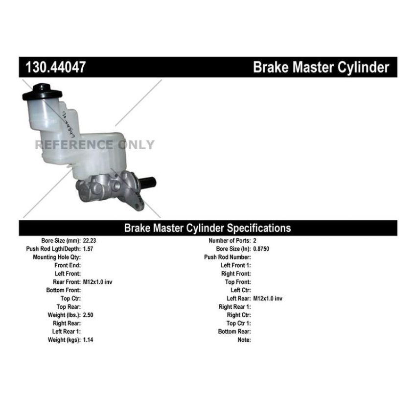 CENTRIC PARTS 130.44047 Centric Premium Brake Master Cylinder