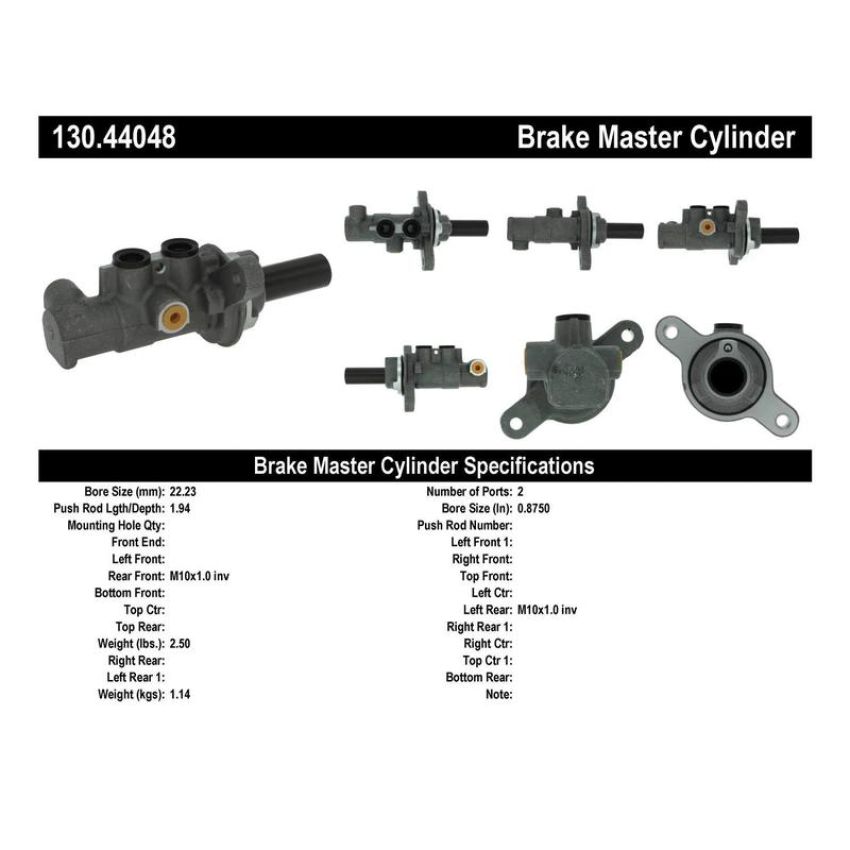 CENTRIC PARTS 130.44048 Centric Premium Brake Master Cylinder