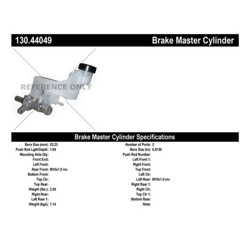 CENTRIC PARTS 130.44049 Centric Premium Brake Master Cylinder