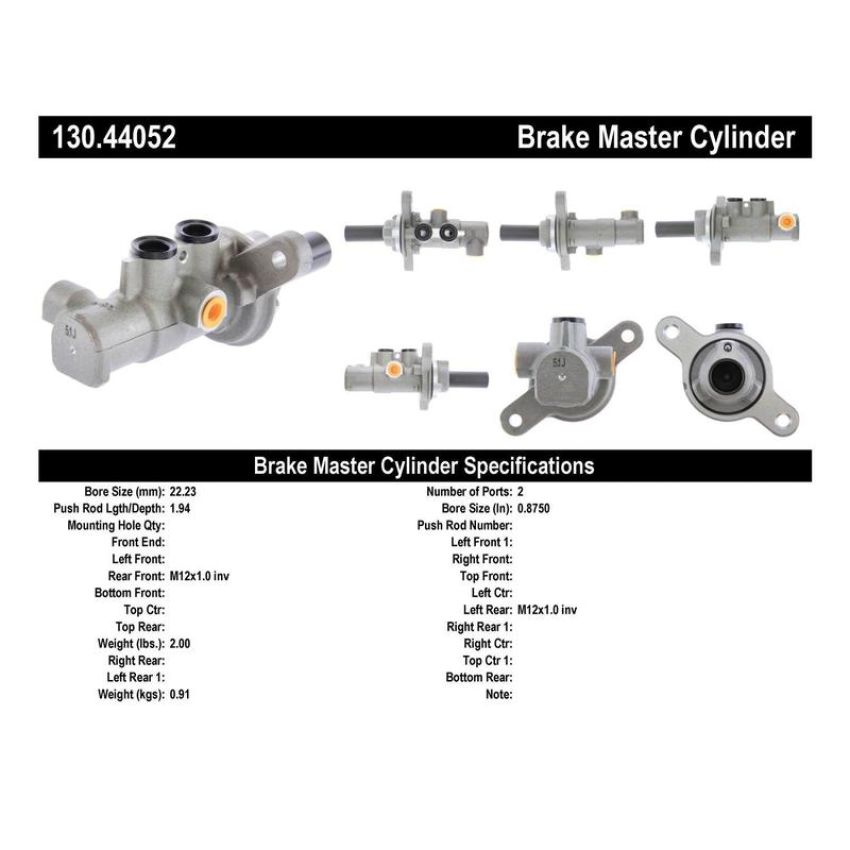 CENTRIC PARTS 130.44052 Centric Premium Brake Master Cylinder
