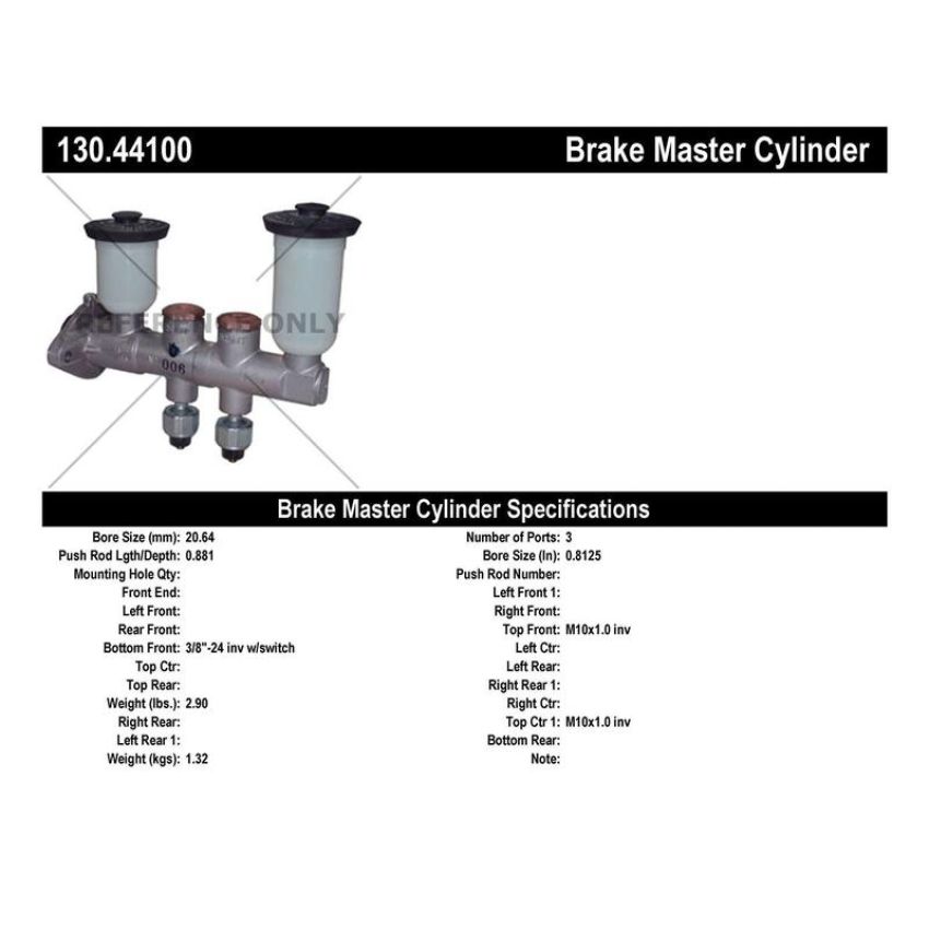 CENTRIC PARTS 130.44100 Centric Premium Brake Master Cylinder