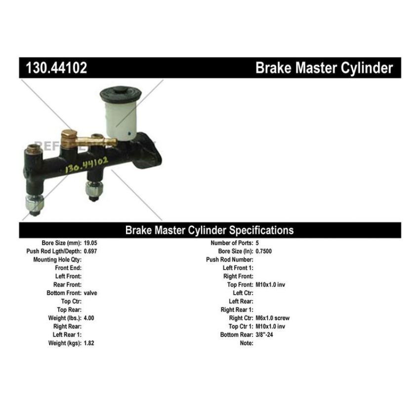 CENTRIC PARTS 130.44102 Centric Premium Brake Master Cylinder