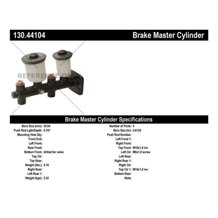 CENTRIC PARTS 130.44104 Centric Premium Brake Master Cylinder