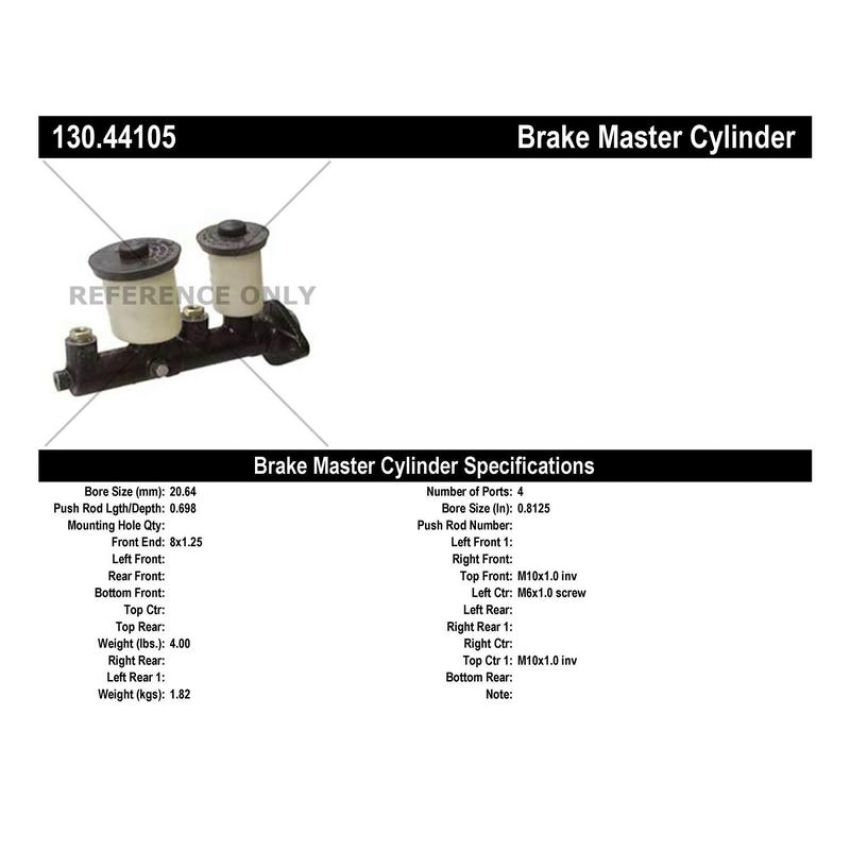 CENTRIC PARTS 130.44105 Centric Premium Brake Master Cylinder