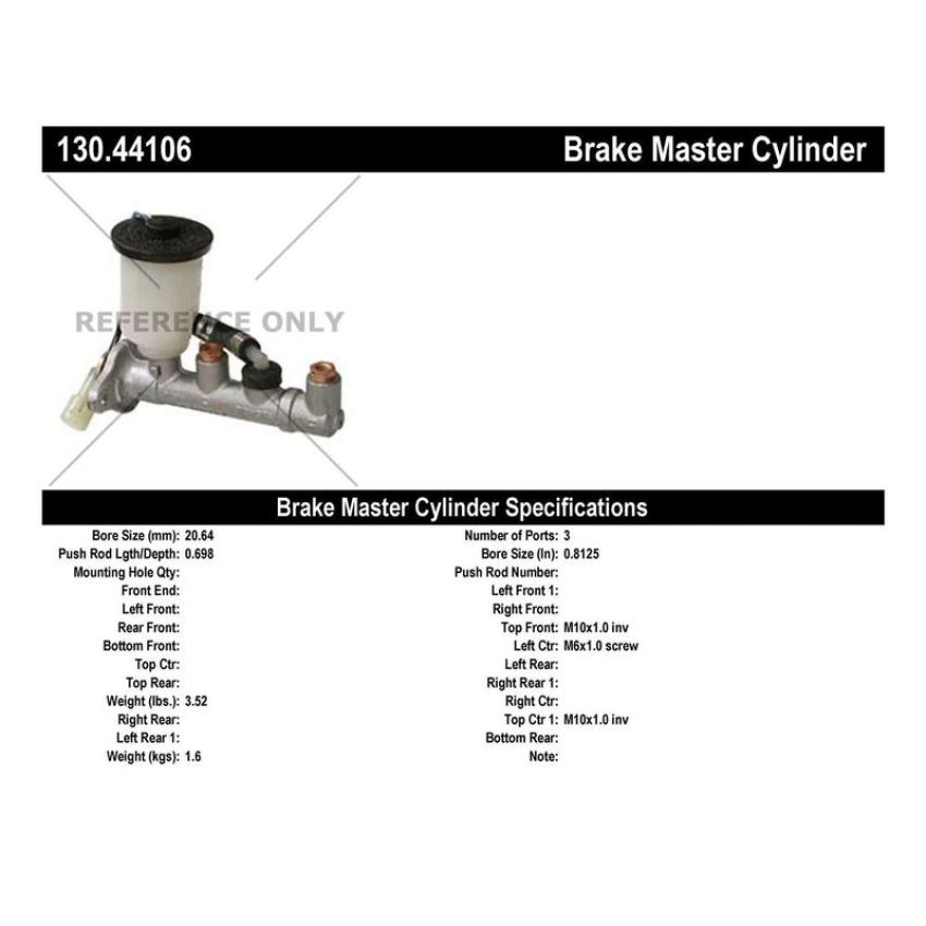 CENTRIC PARTS 130.44106 Centric Premium Brake Master Cylinder