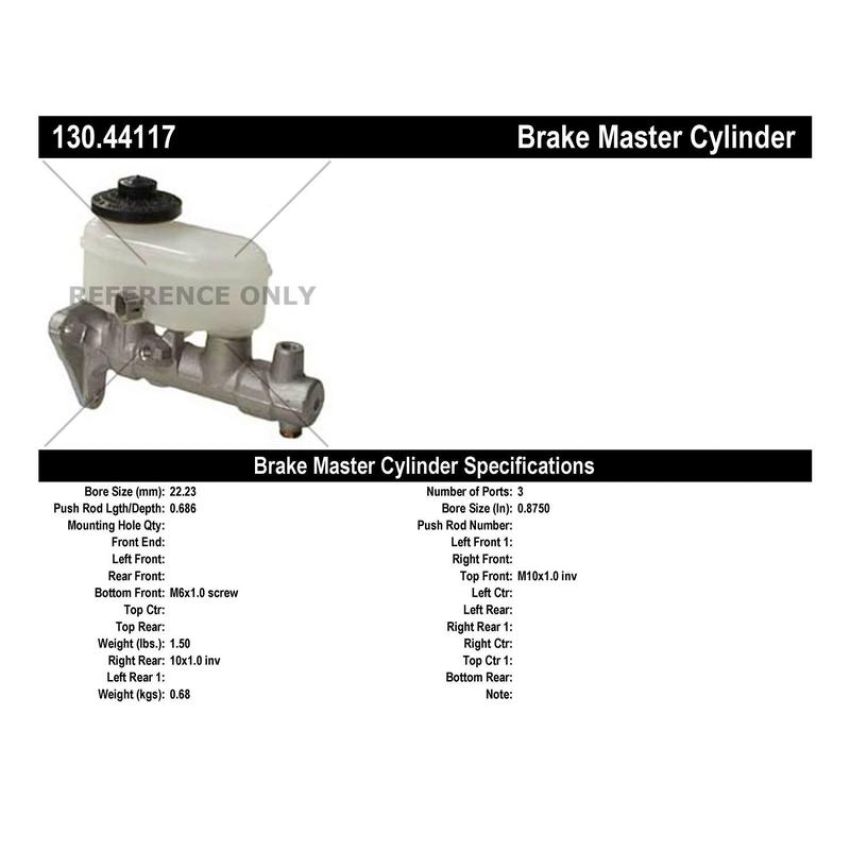 CENTRIC PARTS 130.44117 Centric Premium Brake Master Cylinder
