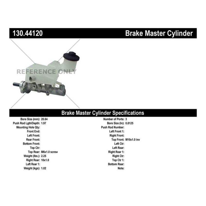 CENTRIC PARTS 130.44120 Centric Premium Brake Master Cylinder