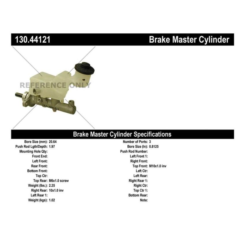 CENTRIC PARTS 130.44121 Centric Premium Brake Master Cylinder