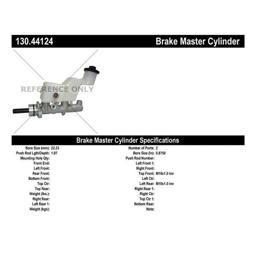 CENTRIC PARTS 130.44124 Centric Premium Brake Master Cylinder