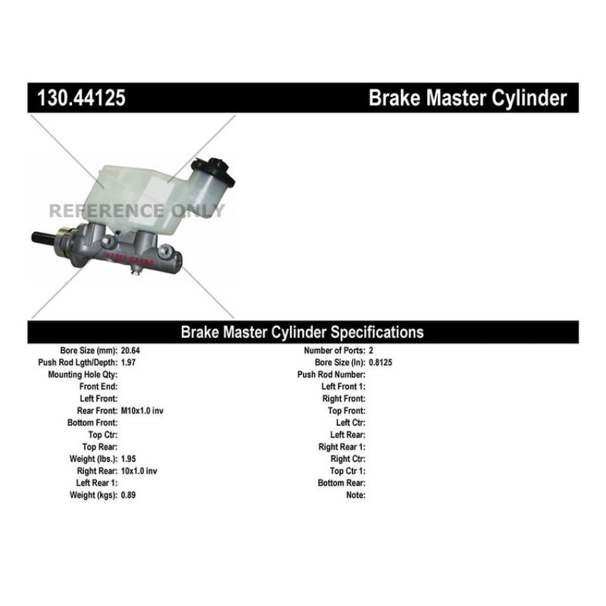 CENTRIC PARTS 130.44125 Centric Premium Brake Master Cylinder