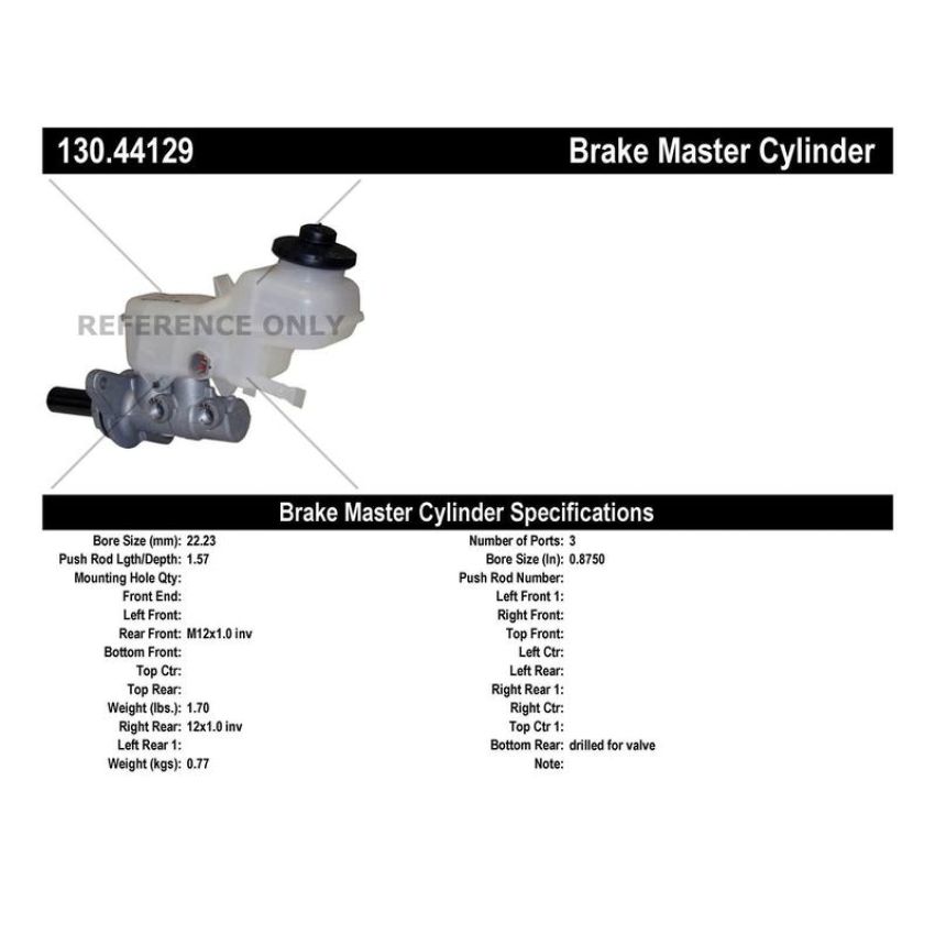 CENTRIC PARTS 130.44129 Centric Premium Brake Master Cylinder
