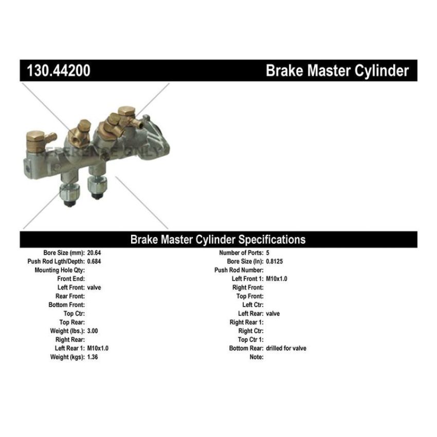 CENTRIC PARTS 130.44200 Centric Premium Brake Master Cylinder