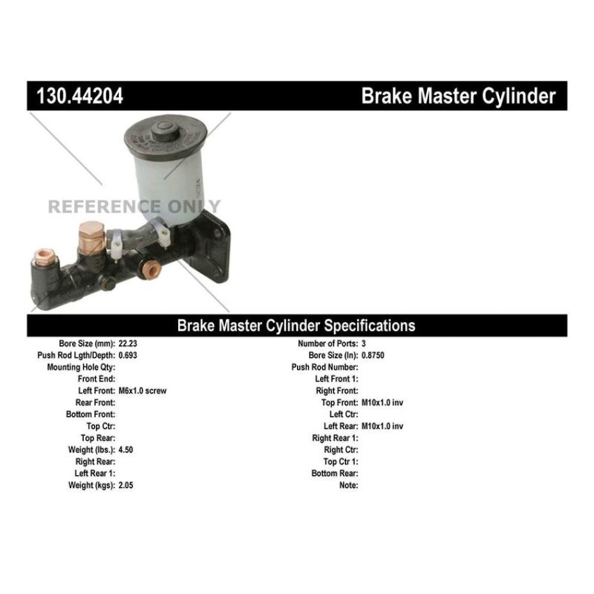 CENTRIC PARTS 130.44204 Centric Premium Brake Master Cylinder