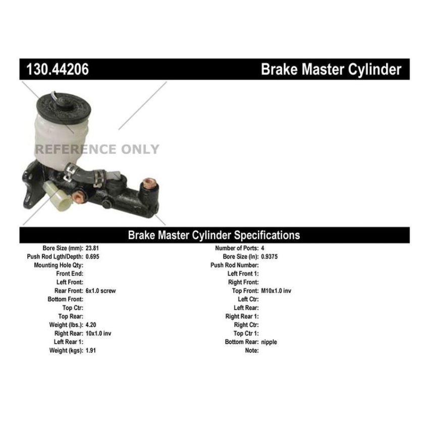 CENTRIC PARTS 130.44206 Centric Premium Brake Master Cylinder