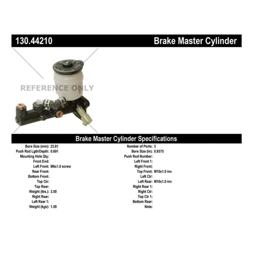 CENTRIC PARTS 130.44210 Centric Premium Brake Master Cylinder