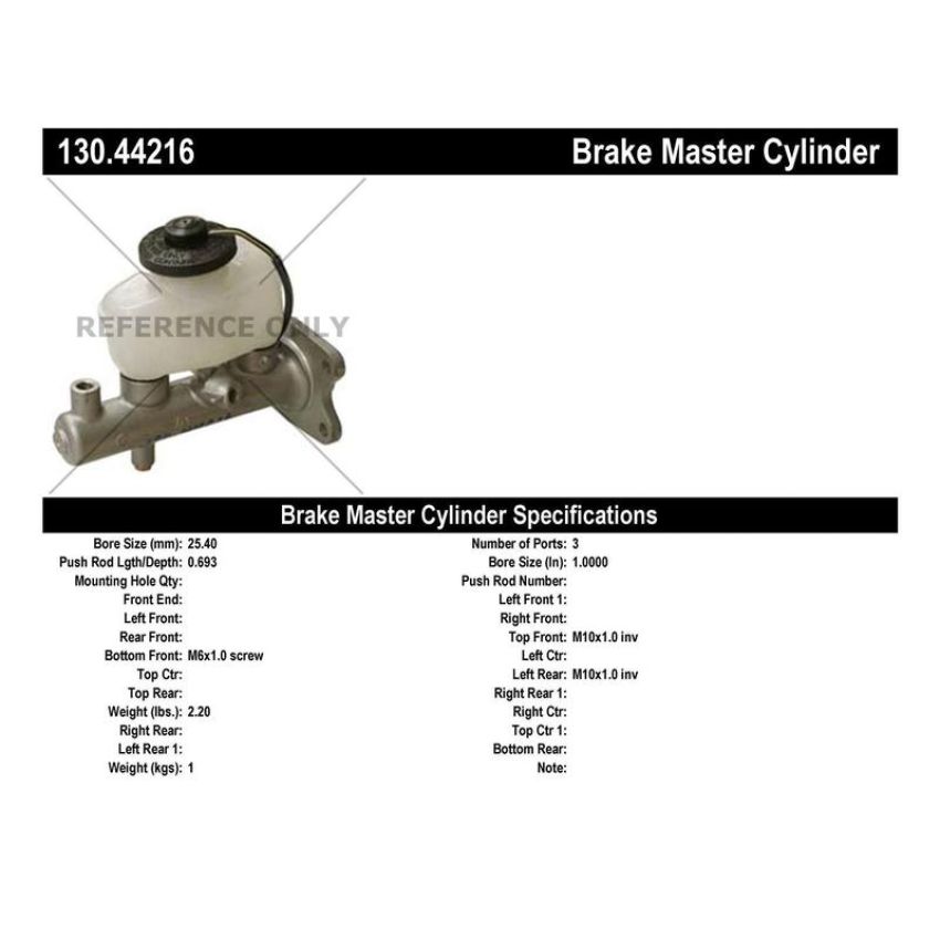 CENTRIC PARTS 130.44216 Centric Premium Brake Master Cylinder