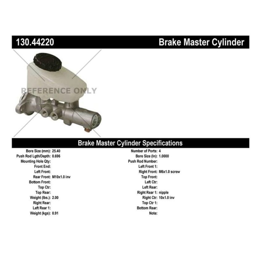 CENTRIC PARTS 130.44220 Centric Premium Brake Master Cylinder