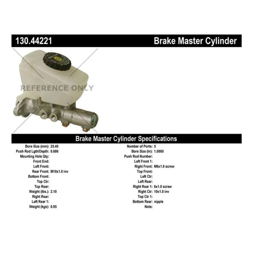 CENTRIC PARTS 130.44221 Centric Premium Brake Master Cylinder