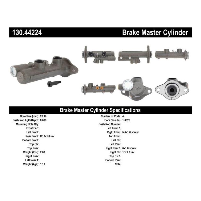 CENTRIC PARTS 130.44224 Centric Premium Brake Master Cylinder