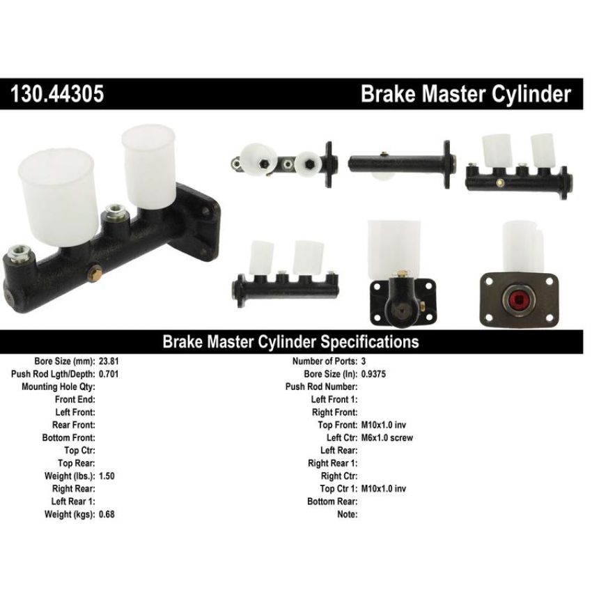 CENTRIC PARTS 130.44305 Centric Premium Brake Master Cylinder
