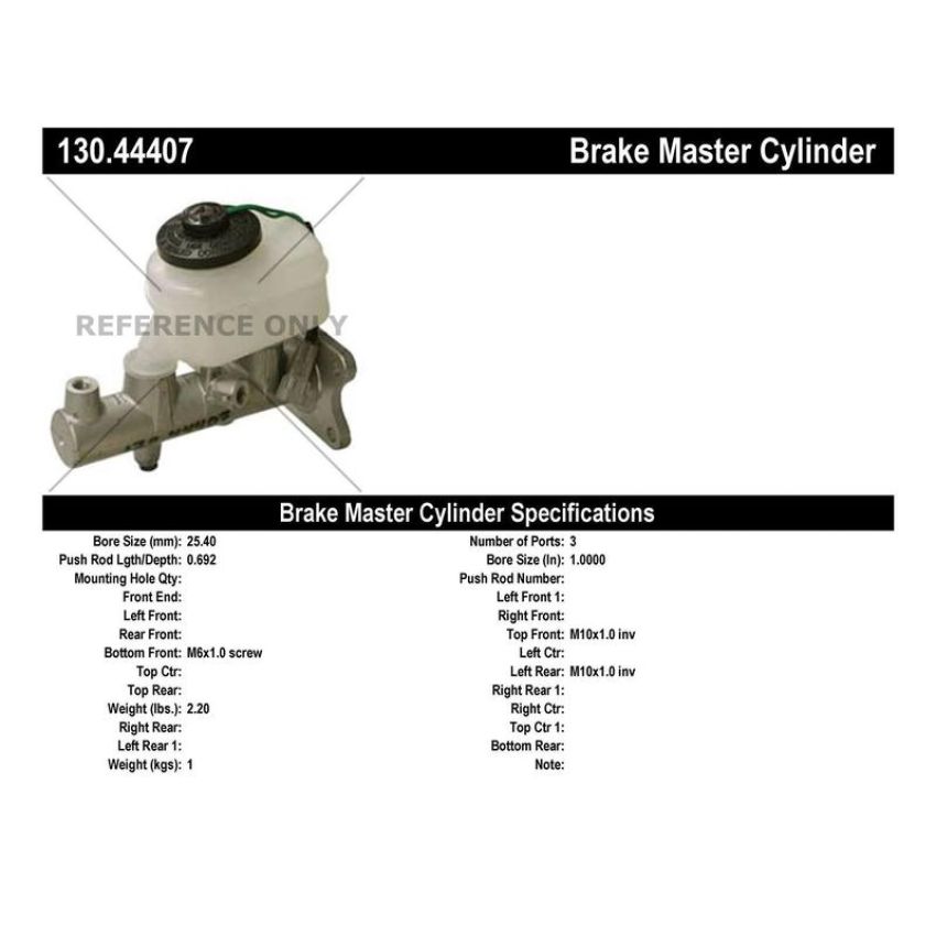 CENTRIC PARTS 130.44407 Centric Premium Brake Master Cylinder