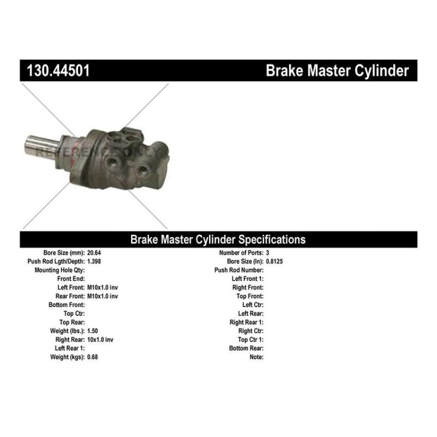 CENTRIC PARTS 130.44501 Centric Premium Brake Master Cylinder