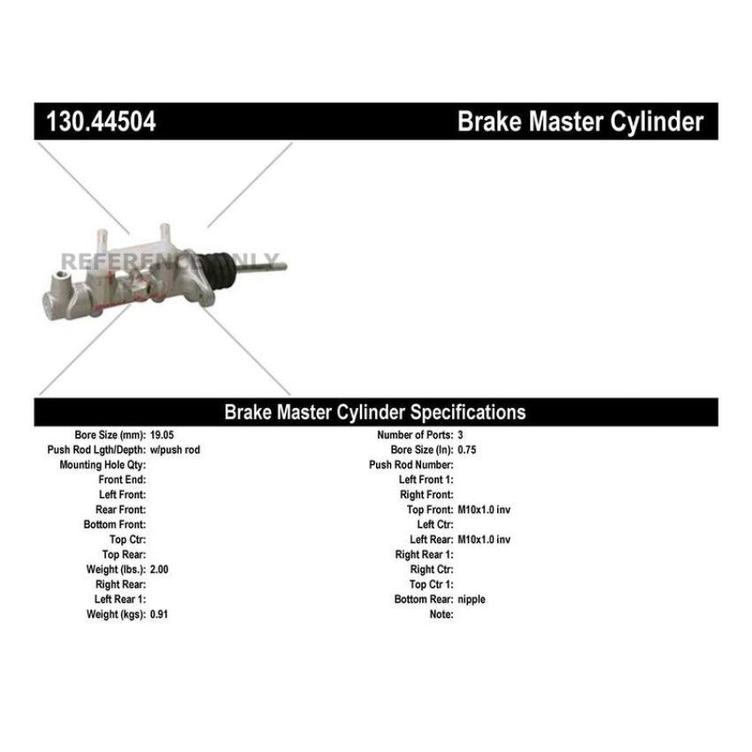 CENTRIC PARTS 130.44504 Centric Premium Brake Master Cylinder