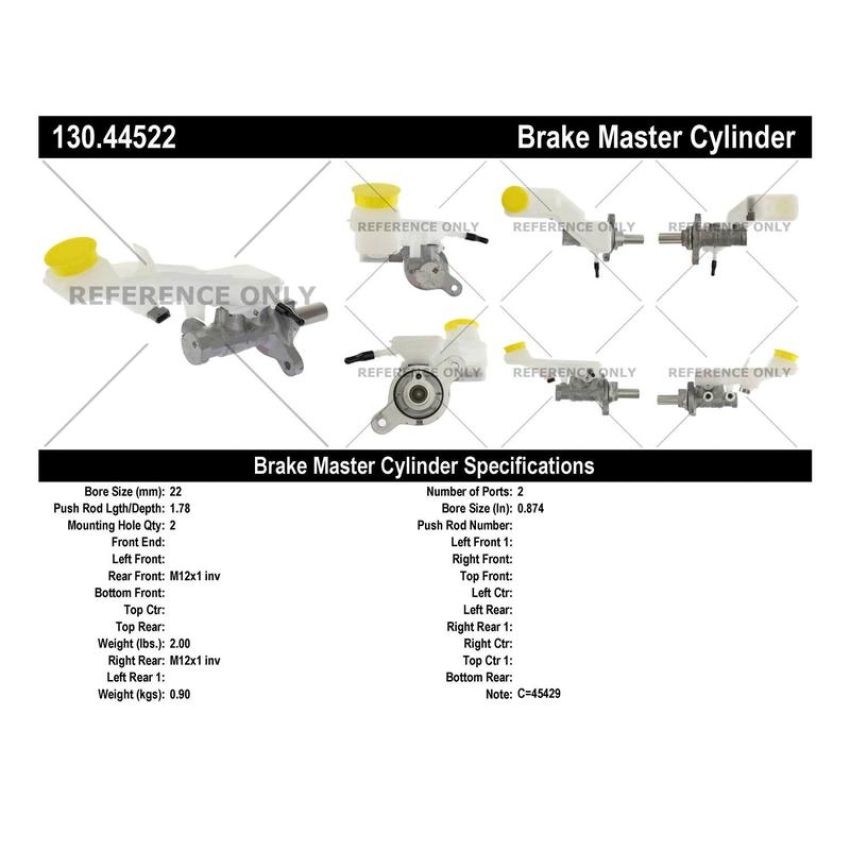 CENTRIC PARTS 130.44522 Centric Premium Brake Master Cylinder