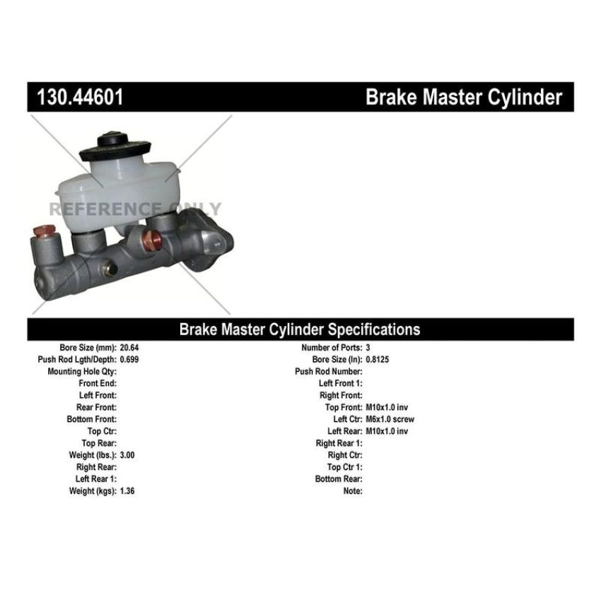 CENTRIC PARTS 130.44601 Centric Premium Brake Master Cylinder