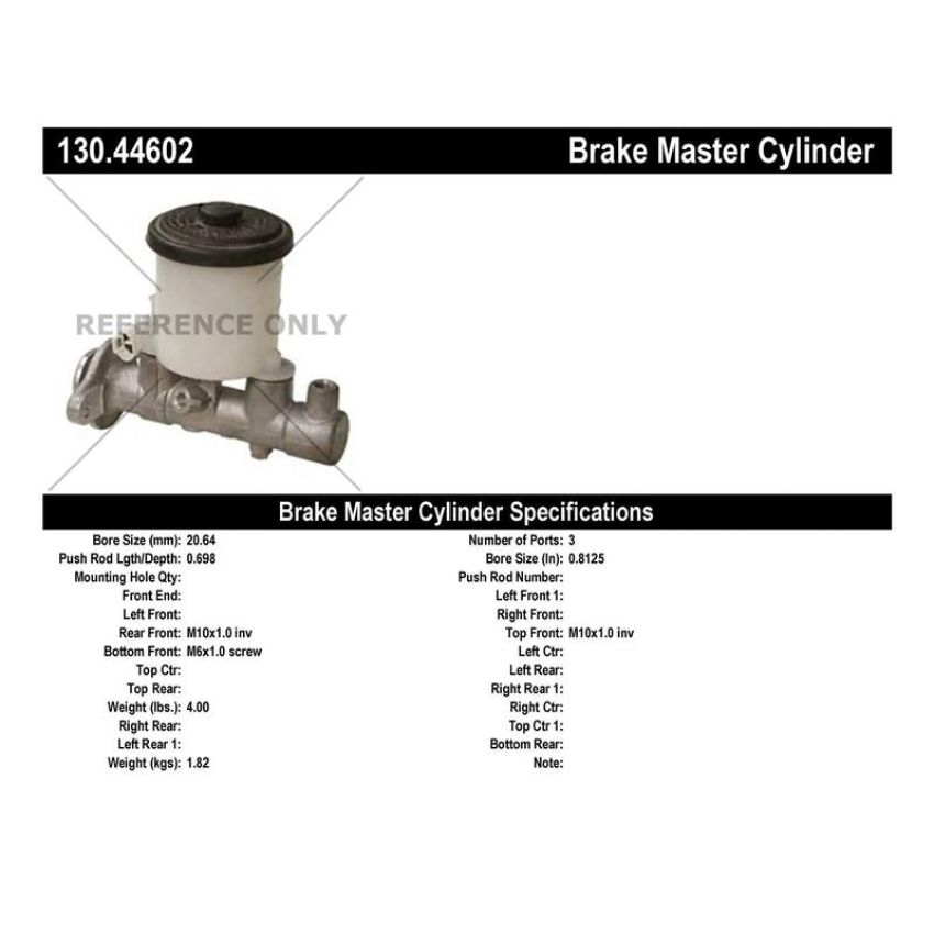 CENTRIC PARTS 130.44602 Centric Premium Brake Master Cylinder