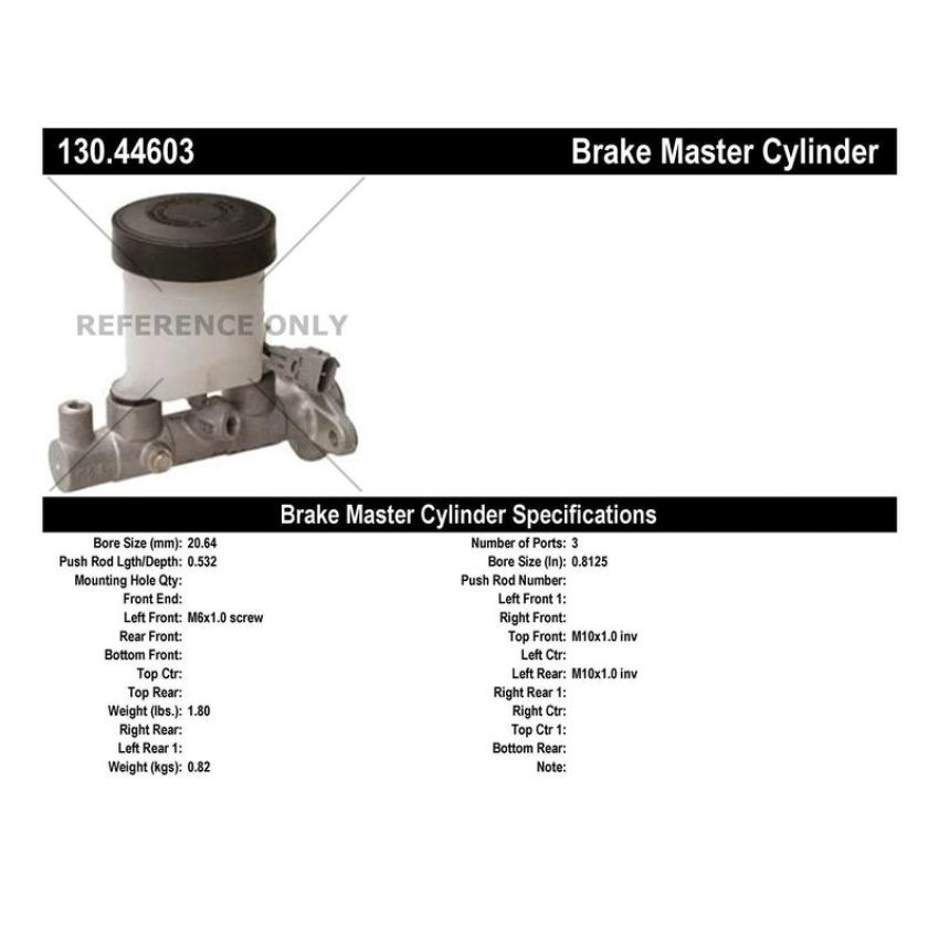 CENTRIC PARTS 130.44603 Centric Premium Brake Master Cylinder