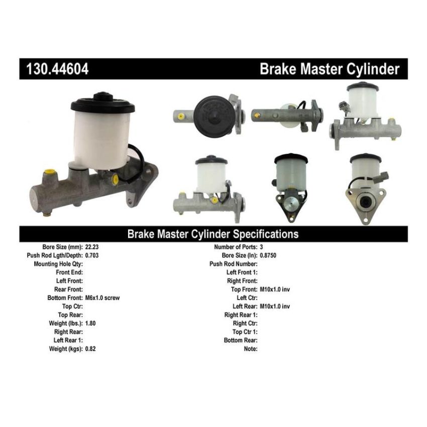 CENTRIC PARTS 130.44604 Centric Premium Brake Master Cylinder
