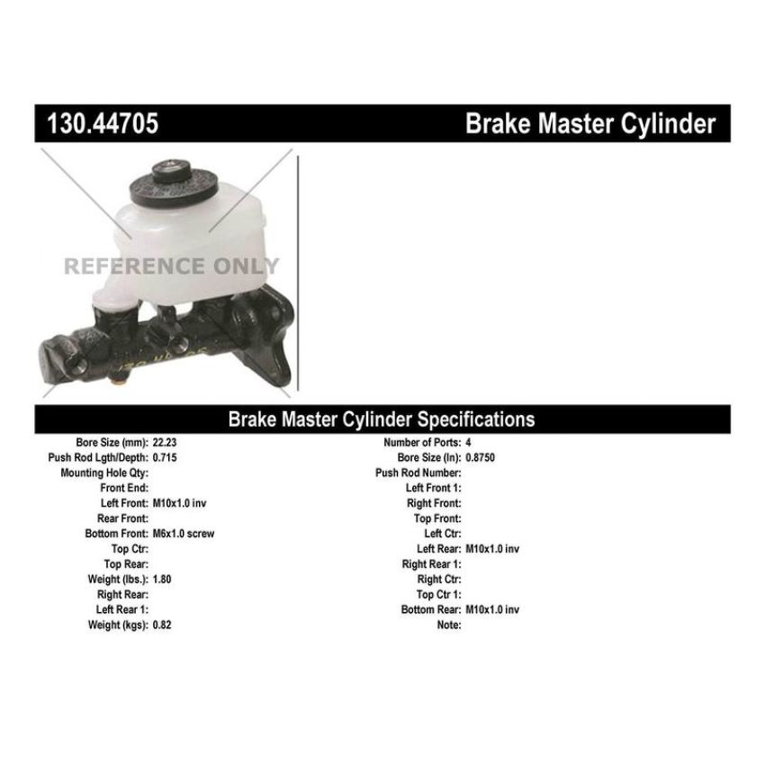 CENTRIC PARTS 130.44705 Centric Premium Brake Master Cylinder