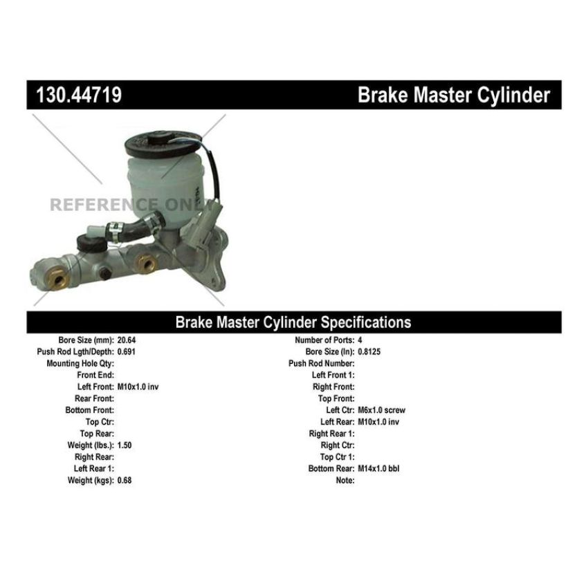 CENTRIC PARTS 130.44719 Centric Premium Brake Master Cylinder
