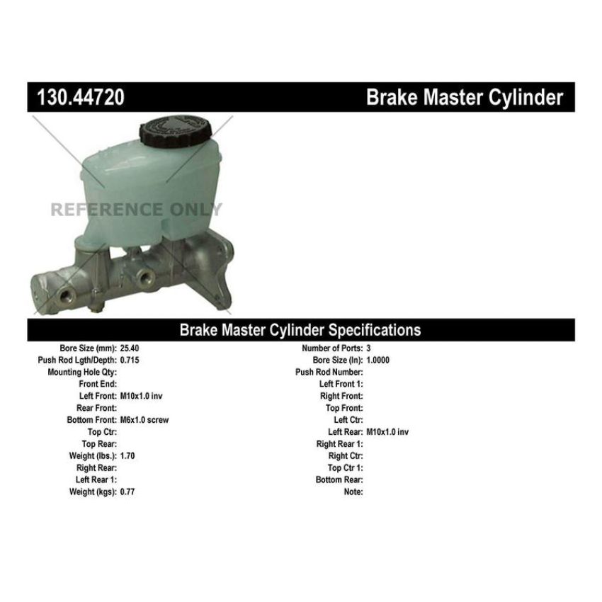 CENTRIC PARTS 130.44720 Centric Premium Brake Master Cylinder
