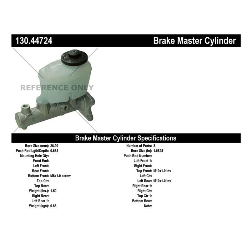 CENTRIC PARTS 130.44724 Centric Premium Brake Master Cylinder