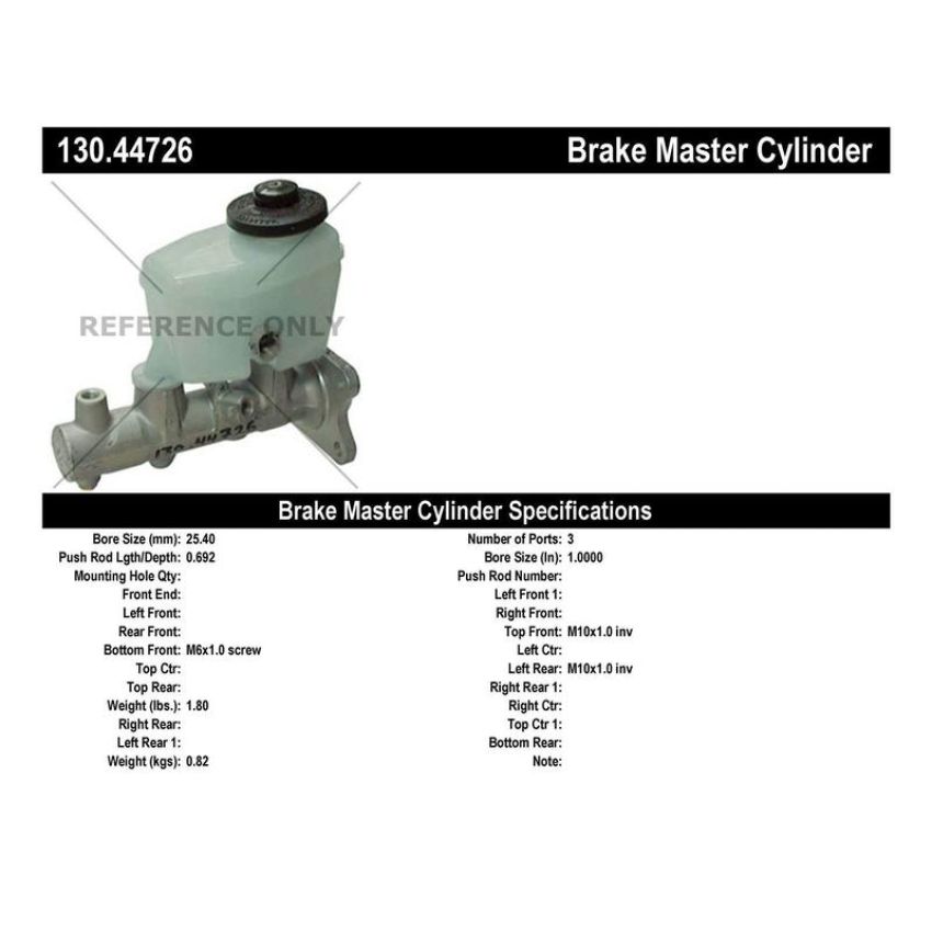 CENTRIC PARTS 130.44726 Centric Premium Brake Master Cylinder