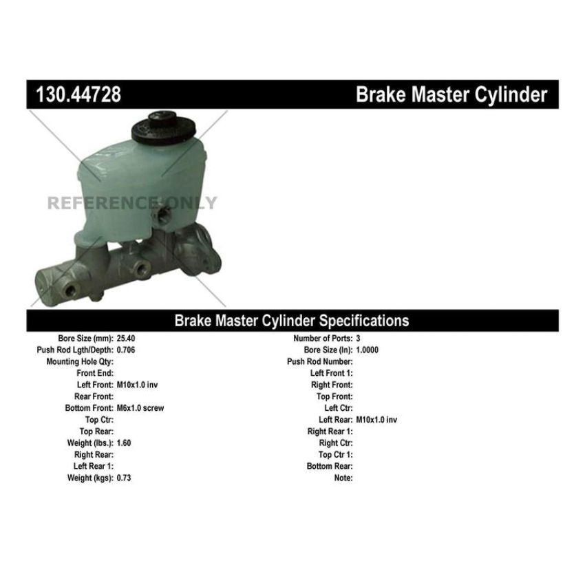 CENTRIC PARTS 130.44728 Centric Premium Brake Master Cylinder
